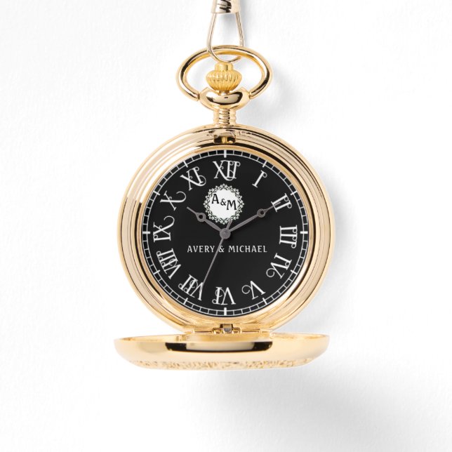 Relógio Romantic Anniversary Custom Monogram (Frente)