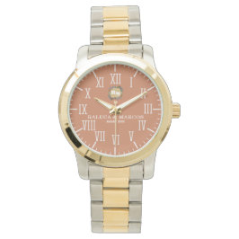 Relógio Romantic Anniversary Custom Monogram Initials