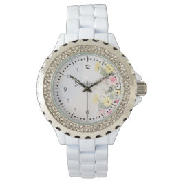 Relógio Romantic cottage flowers wallpaper