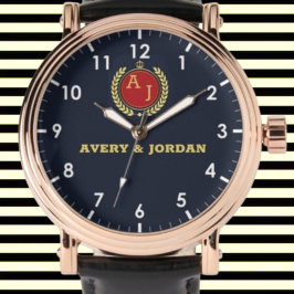 Relógio Romantic Couple Gift His and Her name monogram 