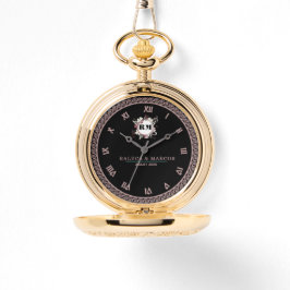 Relógio Romantic Floral Monogram Wedding 