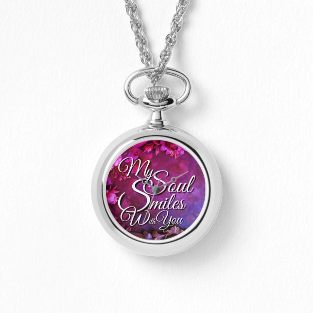 Relógio Romantic Love Quotes Silver Necklace Watches (Frente)