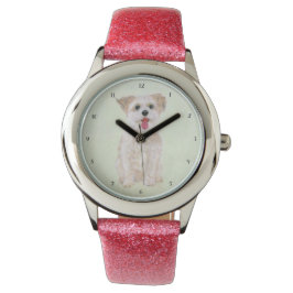 Relógio Rosa Cachorro Morkie
