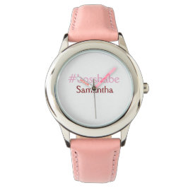 Relógio Rosa claro de hashtag Bossbabe adiciona nome e che