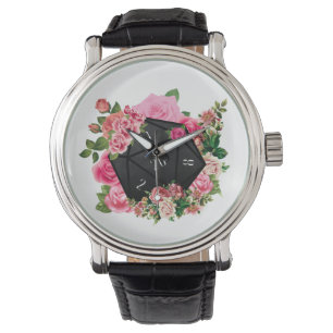 Relógio Rosa Floral D20 Tabletop RPG - Dispositivo de jogo