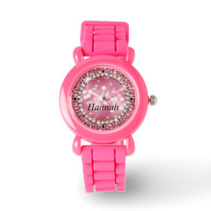 Relógio Rosa Glam do brilho de Bling do Glitz