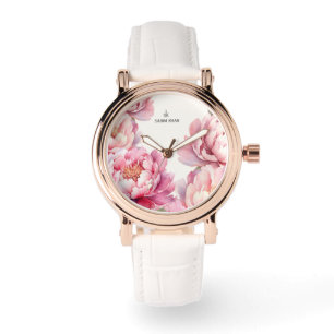 Relógio Rosa Pêonias Sinais cor-de-rosa eWatch personaliza