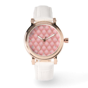 Relógio Rosa Rosa Rosa Rosa Rosa Dourada Diamantes Tufados