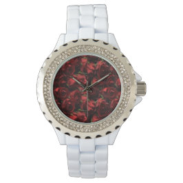 Relógio Rosa vermelha Floral White Watch