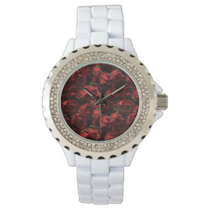 Relógio Rosa vermelha Floral White Watch