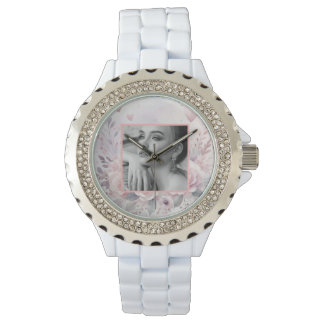 Relógio Rosas roxos cor-de-rosa corações de fotografia flo