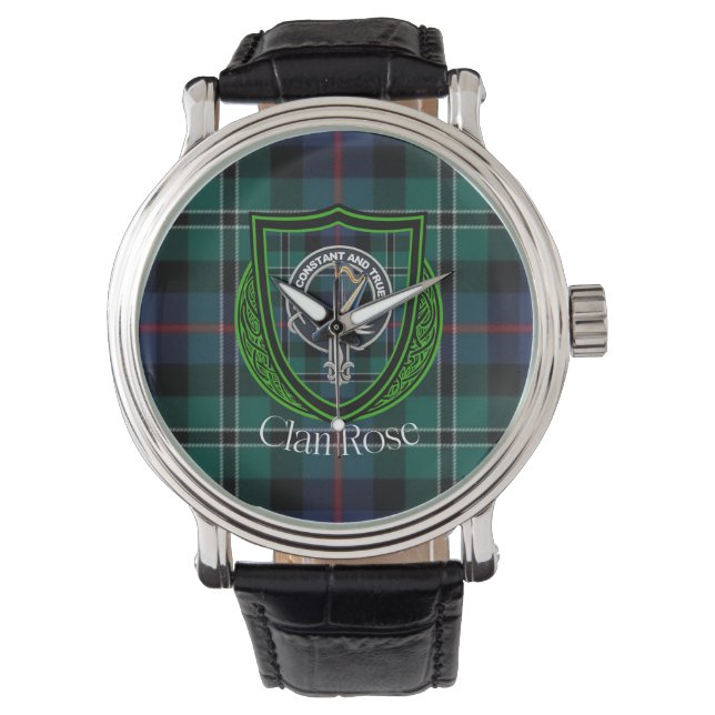 Relógio Rose Scottish Clan Tartan & Crest (Frente)