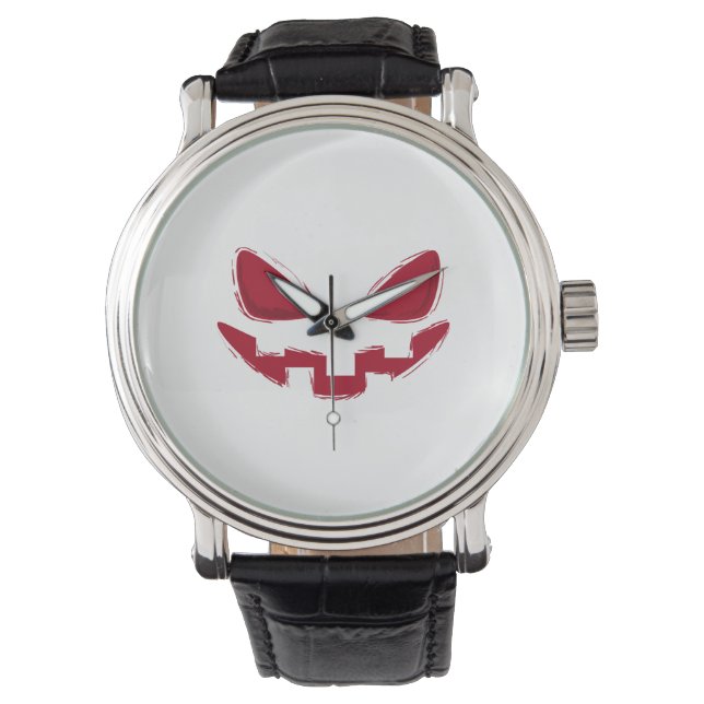 Relógio Rosto de Abóbora do Dia das Bruxas (Frente)