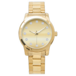 Relógio Rosto Dourado Elegante E Diamantes