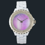 Relógio Roteiro Roxo Monograma Glitter Sparkle<br><div class="desc">Folha fina Roxa Folha Metálica Brilhante Metálica Brilhante Bruta Monograma Name Watch. Isso faz a formatura perfeita,  aniversário,  casamento,  chá de panela,  aniversário,  chá de fraldas ou presente de festa de solteira para alguém que ama luxo de vidro e estilos quíticos.</div>