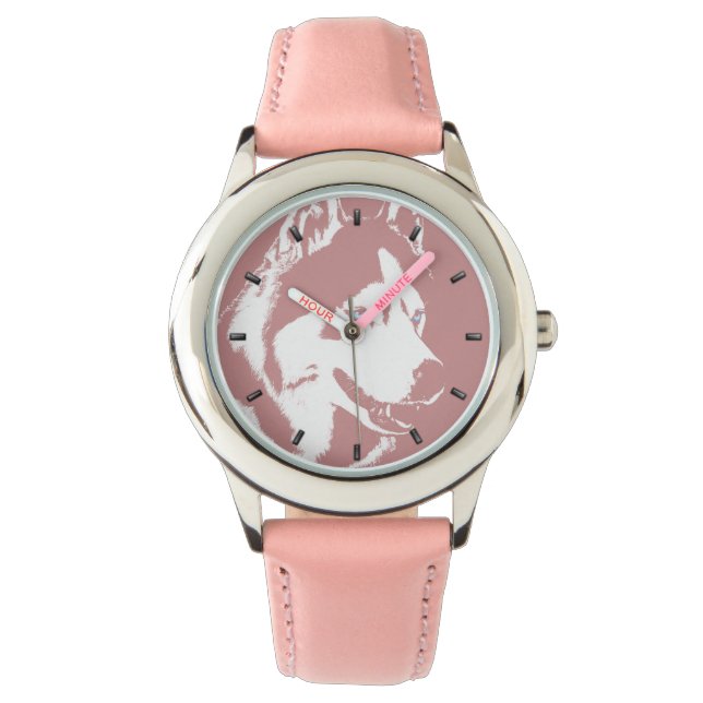 Relógio Rouco Watch Siberian Husky Malamuute Wrist Watch (Frente)