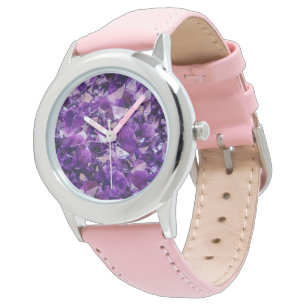 Relógio Roxo Ametist Crystal Geode Gems Wrist Watch