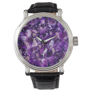 Relógio Roxo Ametist Crystal Geode Gems Wrist Watch