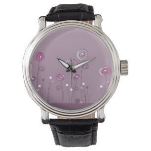 Relógio Roxo Summer Watch Vintage Leather Strap Black