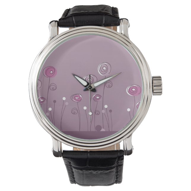 Relógio Roxo Summer Watch Vintage Leather Strap Black (Frente)