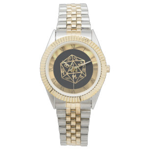 Relógio RPG Dice   Dourada Fantasy Retro Tabletop PnP Game