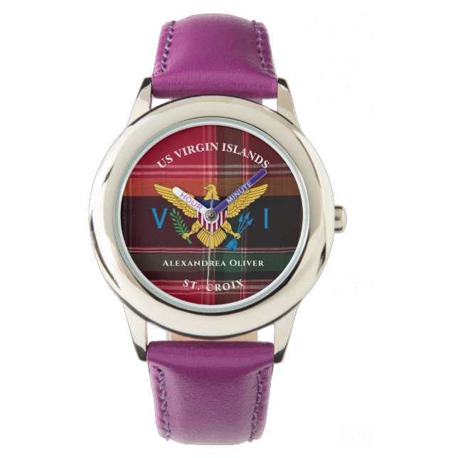 Relógio RUA de Bandeira das Ilhas Virgens dos EUA. Croix U (Frente)