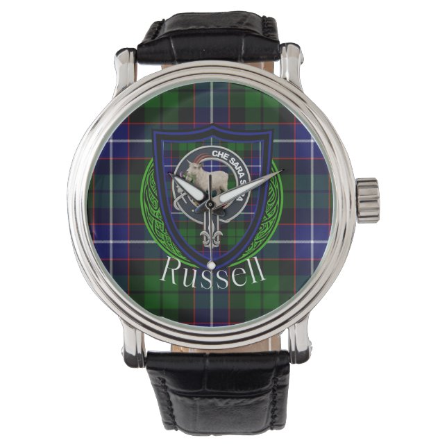 Relógio Russell Scottish Clan Tartan & Crest (Frente)