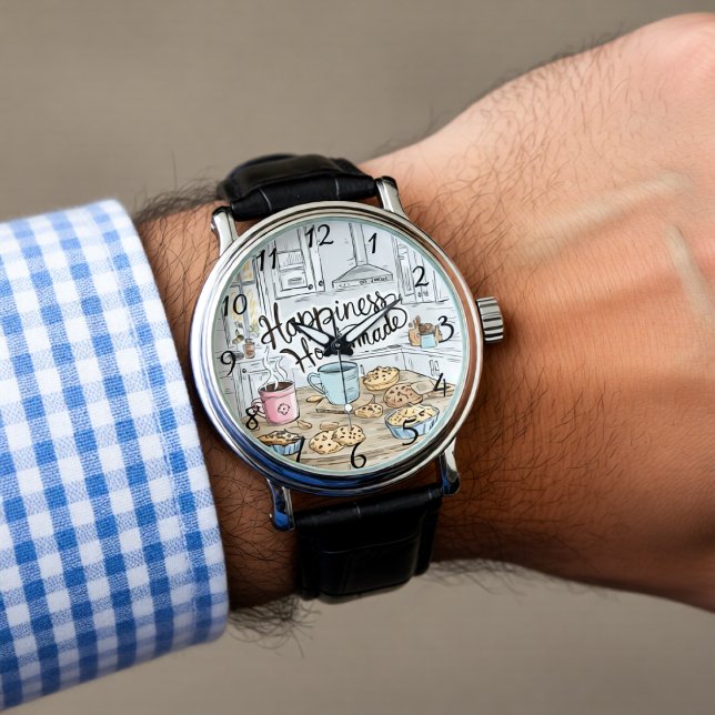 Relógio  Rustic Kitchen Fresh Cookies Heartwarming Message (Criador carregado)