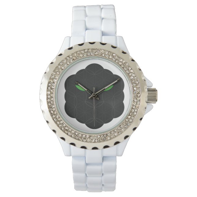 Relógio Sagrado Jaguar, cara de vida, preto. (Frente)