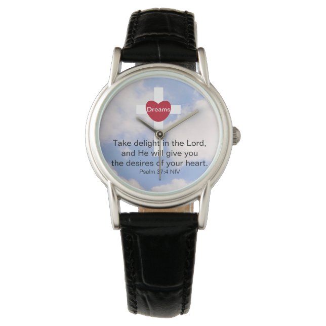 Relógio Salmo 37:4 Tome prazer no céu azul (Frente)