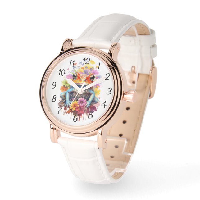 Relógio Sapo Colorido com Flores (Ângulo)