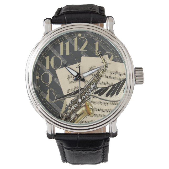 Relógio Saxofone & Piano Music (Frente)
