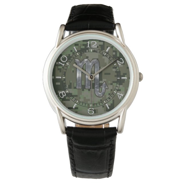 Relógio Scorpio Zodiac Símbolo Woodland Digital Camo Dial (Frente)