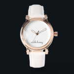Relógio Script Branco | Na moda Monograma Moderno Minimali<br><div class="desc">Um simples na moda de design de monograma personalizado em um manual casual em preto e branco monocromático impressionante. O monograma pode ser facilmente personalizado para fazer um design tão único quanto você! O presente ou acessório perfeito para qualquer ocasião.</div>