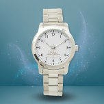 Relógio Script de Nome do Monograma Dourado Silver White<br><div class="desc">Monograma Dourado Elegante com Script de Nome. Facilmente personalizado como presente para a família e amigos.</div>