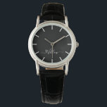 Relógio Script Personalizado Signature Black Leather watch<br><div class="desc">Um moderno e personalizado relógio de couro preto,  Signature,  para ela. Design moderna mínima,  simples e na moda.</div>