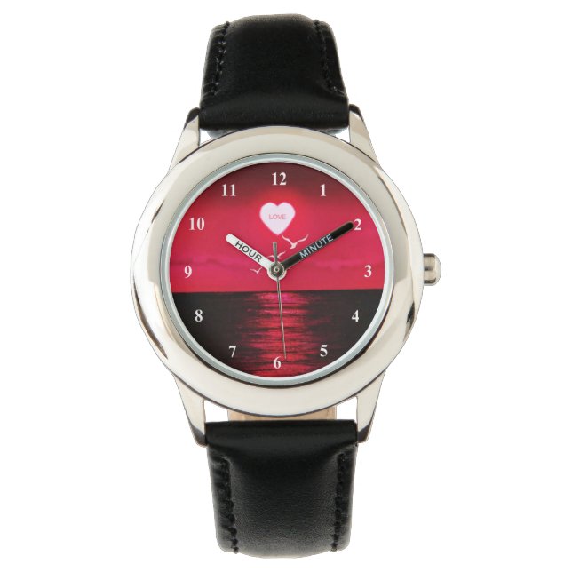 Relógio Sea Sunset Black Red Watch (Frente)