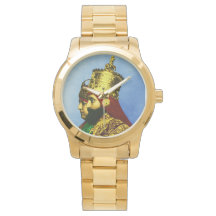 Selassie Rasta Reggae Etiópia Dourada Mens Watch