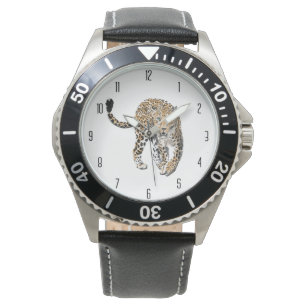 Relógio selva de leopardo-d-água pintada de verde-animal