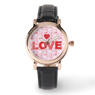 Relógio Sempre AMO com o aniversário de Namorados vermelh