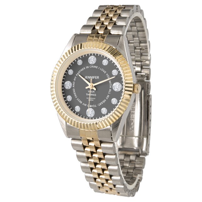 Relógio Sentimental Personalizado de Diamante Negro Discan (Angular)