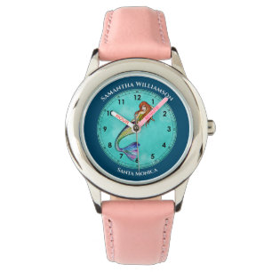 Relógio Sereias com Círculo de Turquesa do Cabelo de Onda