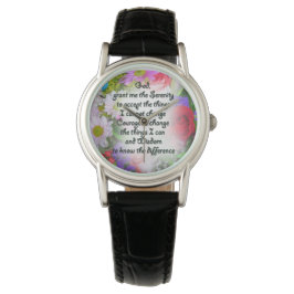 Relógio Serenity Prayer watch no design floral