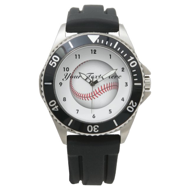 Relógio Seu Texto Aqui Baseball Watch (Frente)