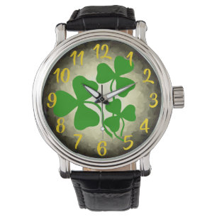 Relógio Shamrock irlandês para café/trevo verde, Irlanda, 