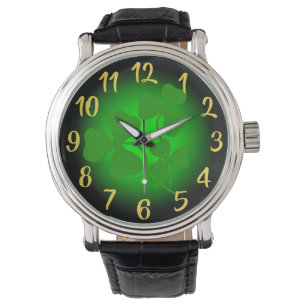 Relógio Shamrock irlandês/trevo verde-verde, Irlanda