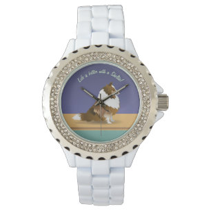 Relógio Shetland Sheepdog: Prateleira para varejar em roxo