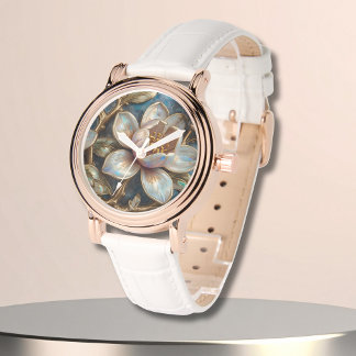 Relógio Shimmery Cloisonné Magnolia Botanical Art 