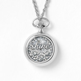 Relógio Shine Silver Floral Necklace