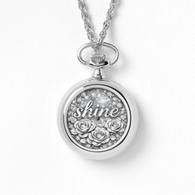 Relógio Shine Silver Floral Necklace (Frente)